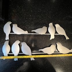 Umbra Loft Matte Silver Tone Birds on Wire Wall Decor Set. Brushed Nickel