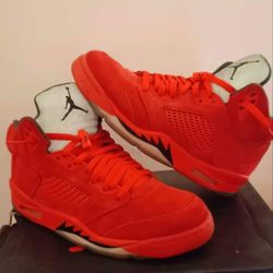 Red Suede Jordan 5s