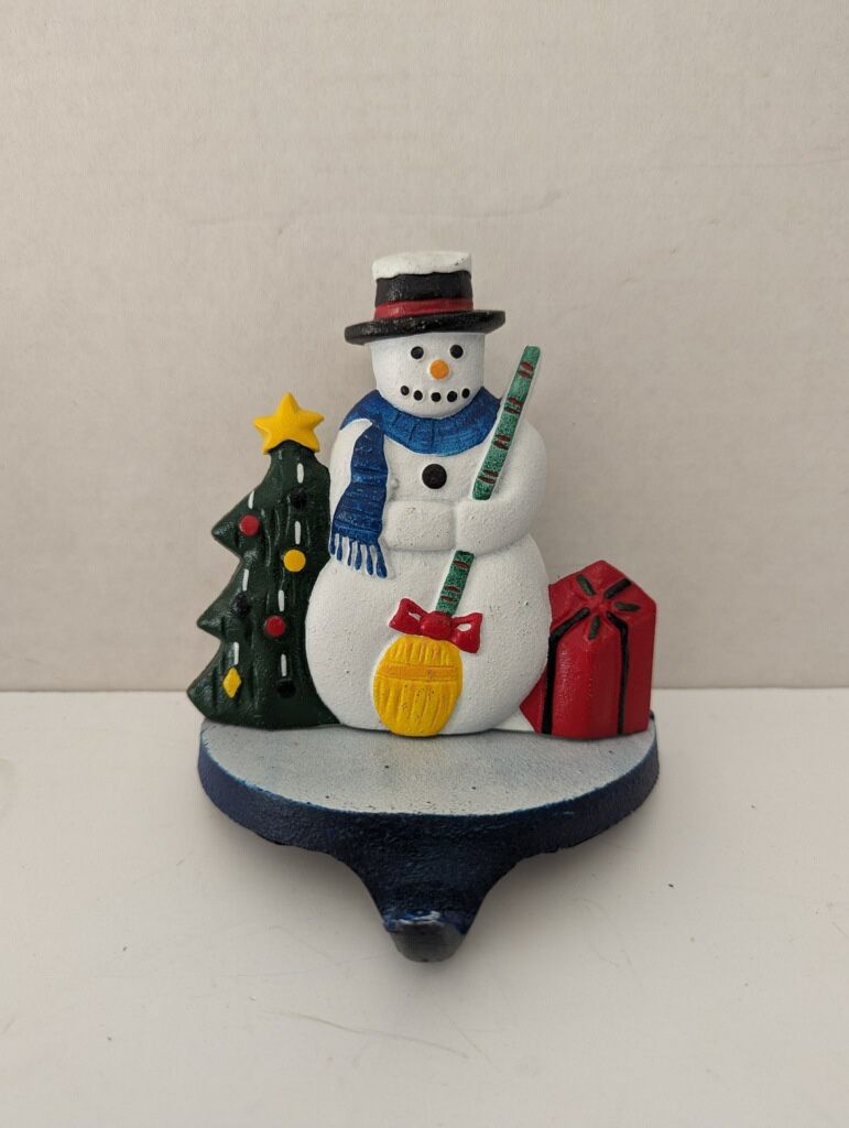 Vintage 1991 Lillian Vernon Cast Iron Snowman Stocking Holder