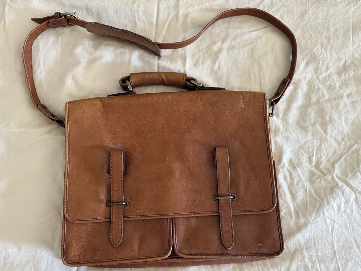 Vintage Hi design Messenger Bag Brown Leather