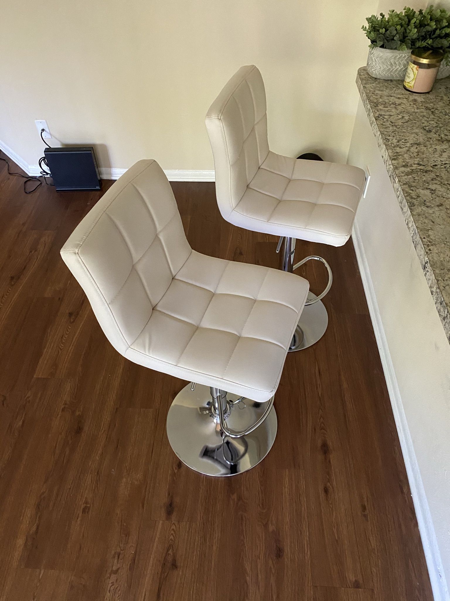 White Adjustable Barstools 