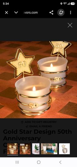 Gold Star 50th Celebration Candle Favors