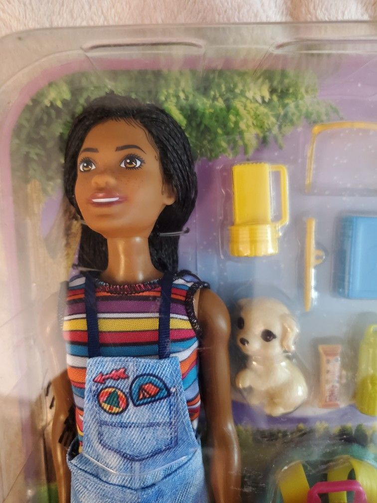 African American Black Barbie Camping Set New