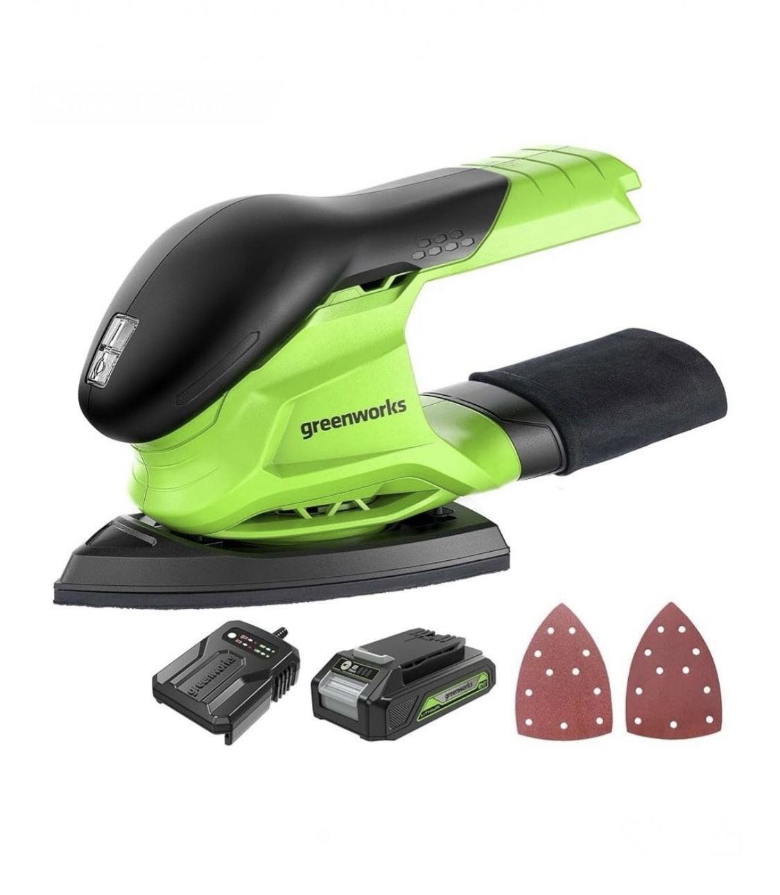 Greenworks 24V Finishing Mouse Sander 11,000 OPM Cordless with 2Ah Battery and Charger