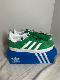 Adidas Gazelle J Green White Suede Sneakers Youth Size 5 US EU 37 1/3 New w/ Box
