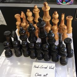 Beautiful Chess Set; Hand Made- 4-8in, recycled wood, 