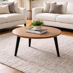 31.5" Round Coffee Table, Modern Living Room Center Table with MDF Top H-5