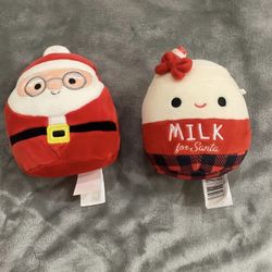 Squishmallow Santa Nick & Alten Milk for Santa Plushies Santa - Nick  Alten - Milk for Santa  Squishmallows 4.5 inches  Kellytoy Brand New without tag