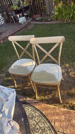 Set of 4 Distressed Cross-Back metal Chairs