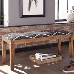 **SALE** Unique Pattern Accent Bench! Solid Wood Base! 