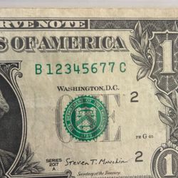 Us $1 Bank note Perfect 7 Digit Ladder