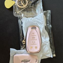 PIFOOG Key Fob Cover for Chevy Pink Soft TPU 5 Button Car Keys Case Shell Bling Keychain Accessories for Chevrolet Equinox Malibu Camaro Traverse Blaz