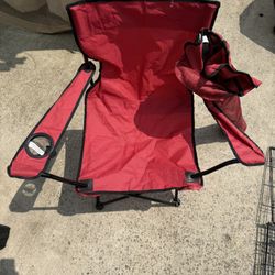 Set of 2 Red Foldable Camping Chairs with Cupholders – Portable Outdoor Seating
