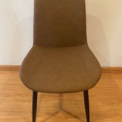 Modern Dining Chair Living Room Black Metal Leg Dining Chair Brown 2pcs, cn