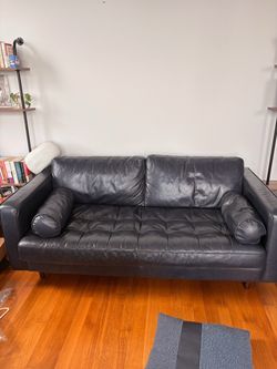 MOVING SALE: Navy Leather Couch
