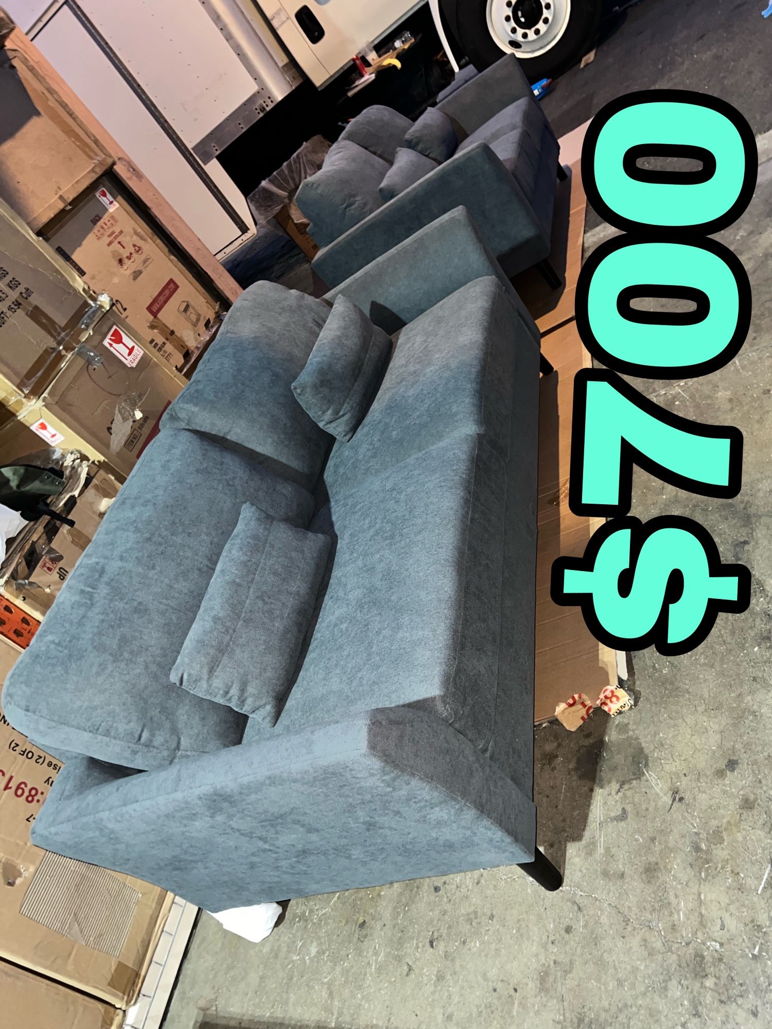 Beautiful New 2PC Sofa Set(1 Sofa & 1 Loveseat) in Gray Velvet Only $700!!!