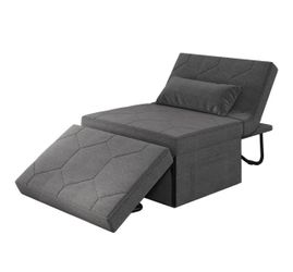 Sofa Bed, 4 in 1 Multi-Function Fold Ottoman Couch Bed, Dgrey Modern Convertible Sleeper Chairs with Ottoman, Adjustable Backrest, Breathable Linen fo