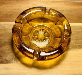 Vintage Small Amber Glass Ashtray