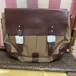 NWT Aaron Leather Goods Vintage Canvas Messenger Bag 