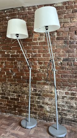 IKEA Samtid Floor Lamp Silver Adjustable Articulated Metal Light Modern $60 each or 2 for $90