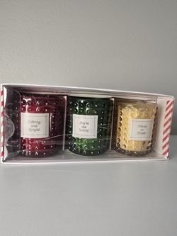 Colorful Hobnail Glass Holiday Scented Votives Set Of 3
