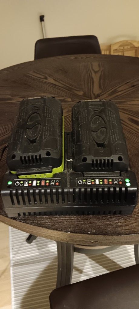 2- 40v SnowJoe Batteries and Dual Charger