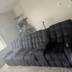 4 Seat Reclining Sofa with USB Ports