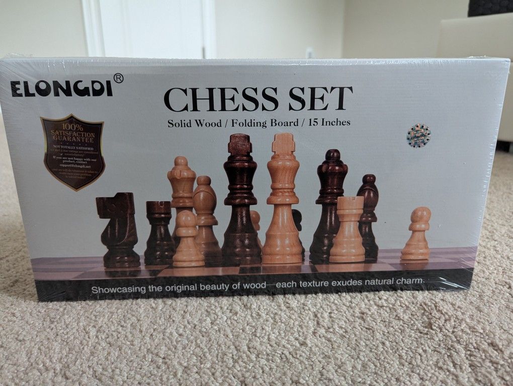 New Elongdi 15" Foldable Wooden Chess Set