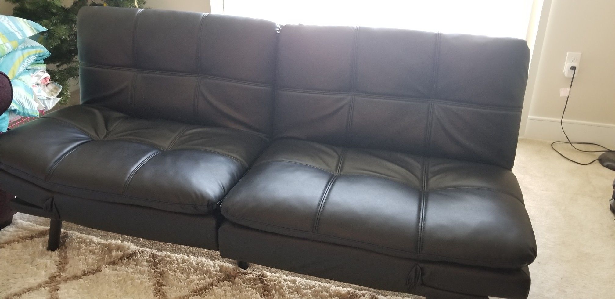 Black leather futon