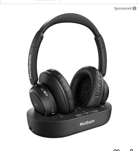 Wireless Headphones for TV, TV Headphones Wireless for Seniors - Bluetooth tv Headset with Transmitter & Charging Base, 65Hrs Battery, No Delay, Light