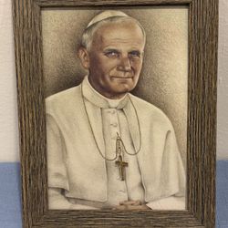 Vintage Photo of Pope John Paul II: Assn  Of Marian Helpers Novena Card Framed