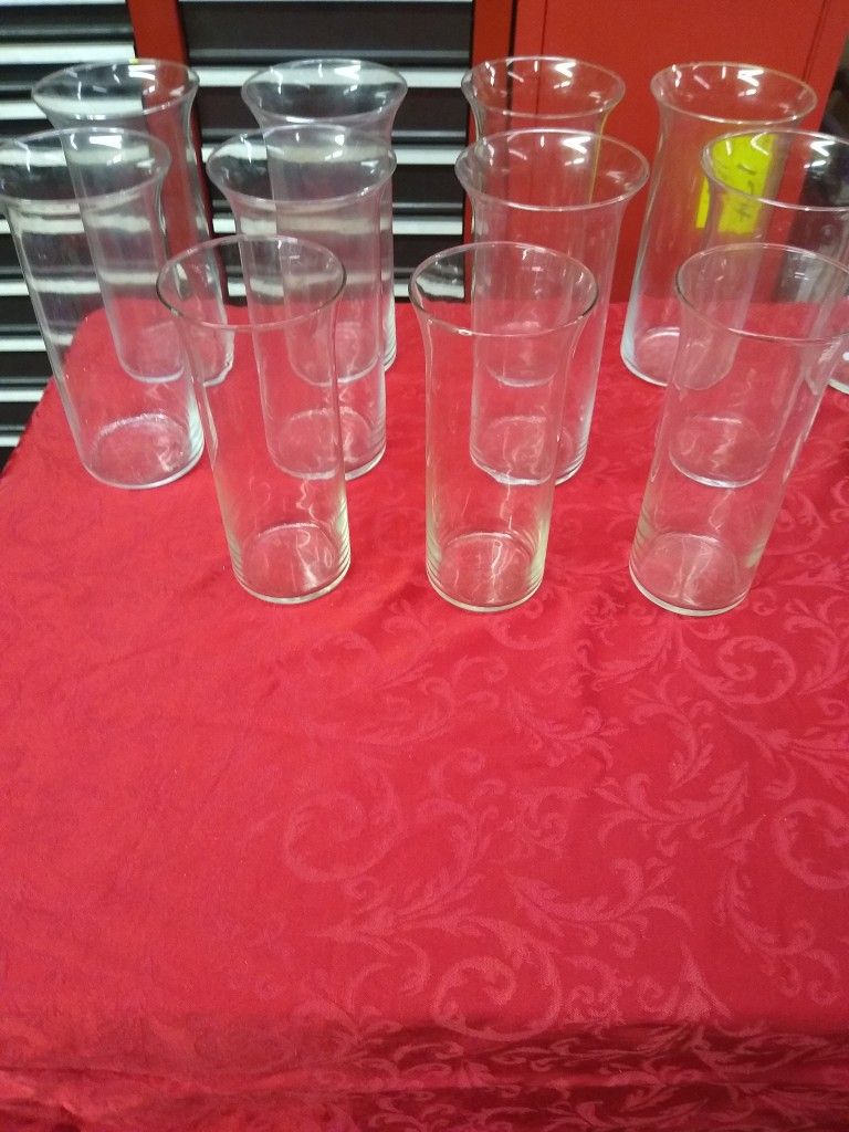 Different Size Glass Centerpiece Container Vases And Shapes Along With Mirrors Beveled And Non-veled Square And Round