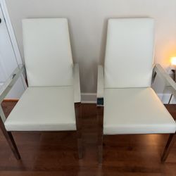 Two All Leather Chairs With Stainless Steel From El Dorado 