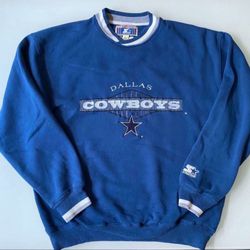 Men Large - Vintage Starter Men Cowboys Crewneck Football Dallas Sports Gameday 
