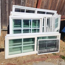 Durable White Vinyl Frame Glass Windows Mixed Lot of 10