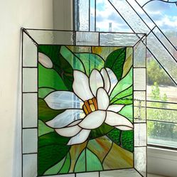 Lotus Stained Glass Hanging Wall Art Thumbnail