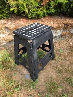 Core Pacific Extra Wide Folding Step Stool Black 12.7 inch with Non-Slip Surface