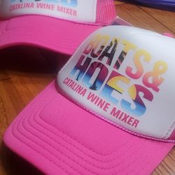 2 Otto Hot Pink Boats & Hoes Catalina Wine Mixer Snapback  Hat Boating 2 Caps