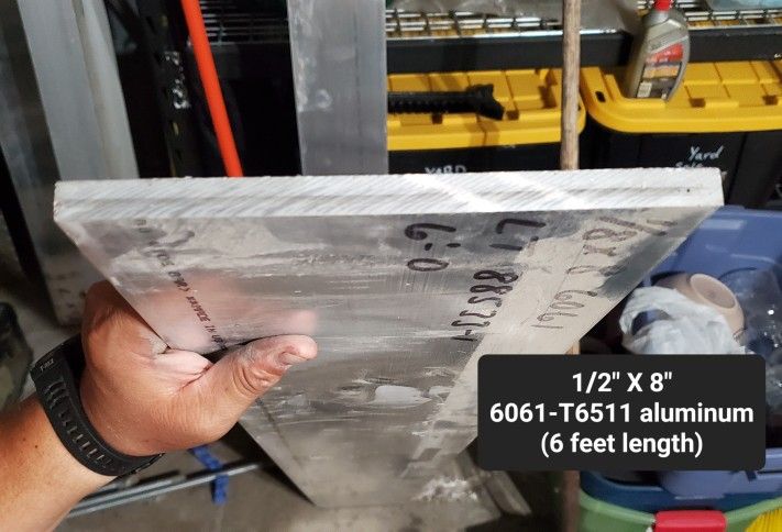 1/2" X 8" X 6 feet length aluminum flat bar