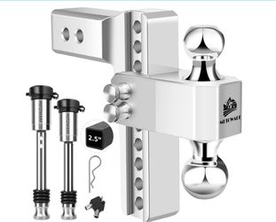 METOWARE Adjustable Trailer Hitch - Aluminum Tow Hitch Fits 2.5-Inch Receiver - Heavy Duty Drop Hitch With 8-Inch Drop/Rise For Truck (18,000 LBS GTW)