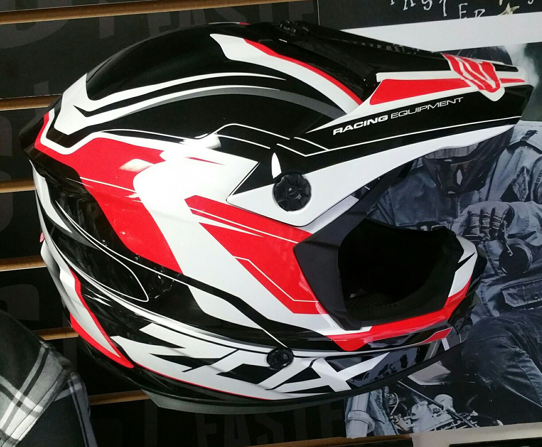 Motocross Helmet or dirt bike helmets Red Black White New Zox Rush All Rider Gear