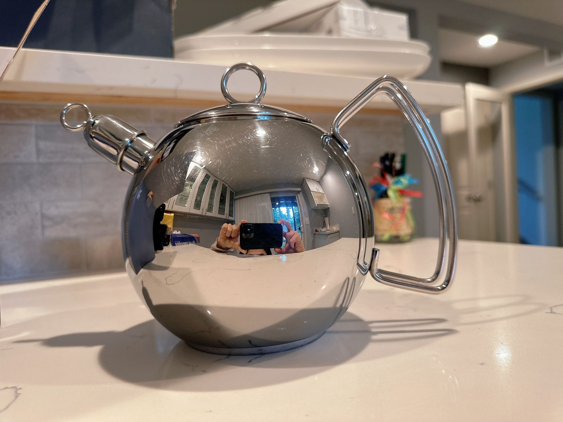 WMF 1 1/2-Quart Stainless Steel Ball Shaped Tea Kettle with Infuser
