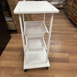 White Rolling Cart With Two Pull Out Shelves