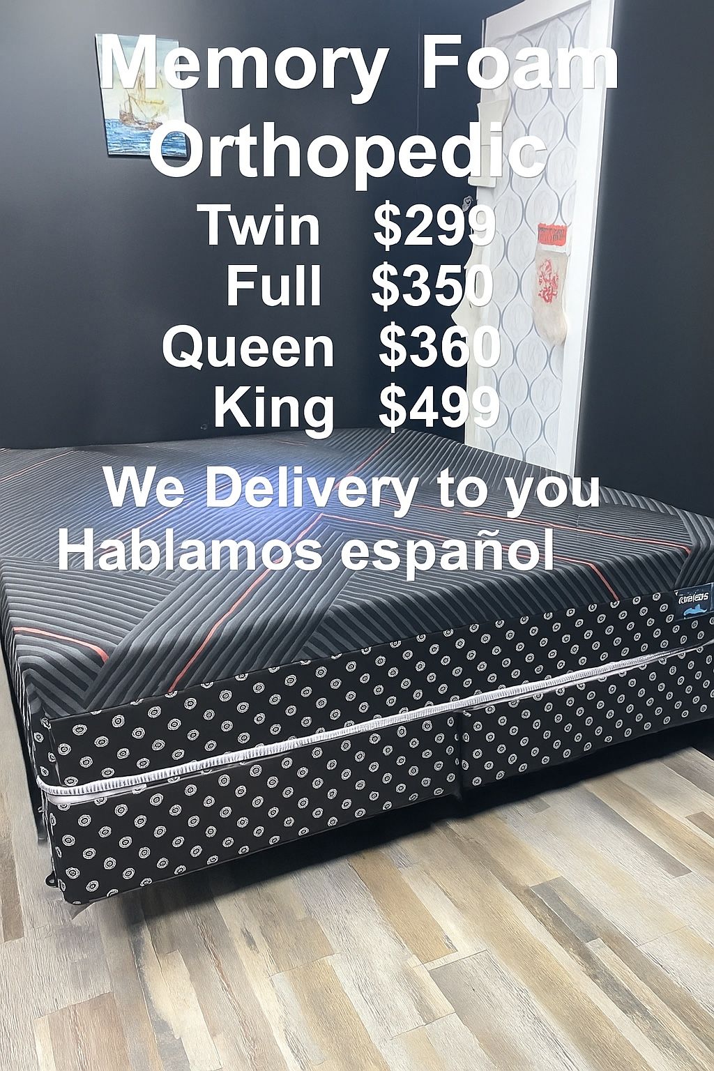 Queen Memory Foam Orthopedic Come With Free Box Spring - Same Day Delivery