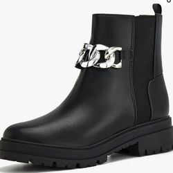 womens fashion ankle booties low heel chelsea boots - black