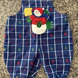 Gently Used Snowman Overalls - 3/6 Mos.