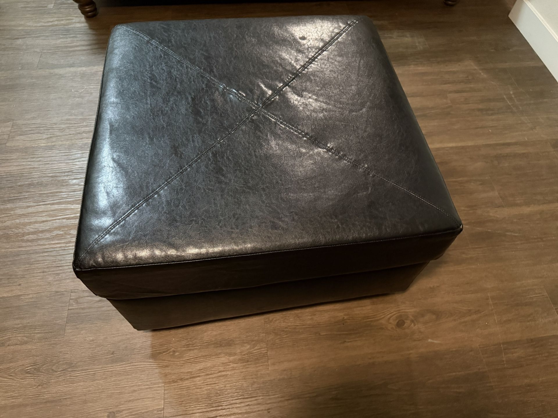 Brown Leather Ottoman