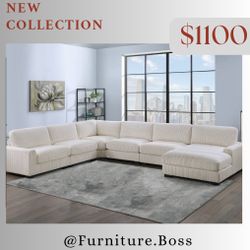 Beige Sectional Sofa - 6 Pc Modular Sectional With Deep Seating $1100