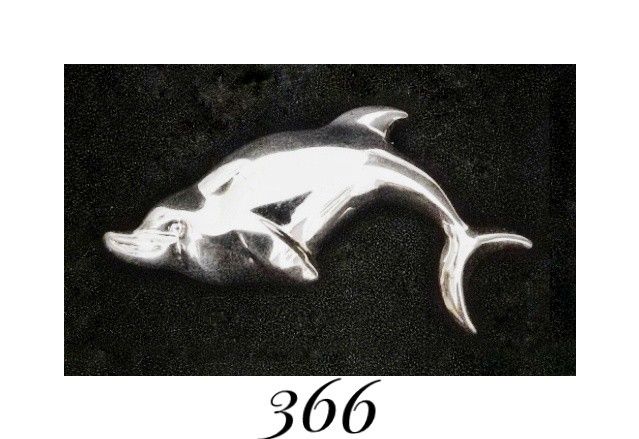 2.6" x 1.4" Sterling Silver Large Jumping Dolphin Brooch. Made in Italy