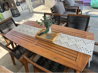Acacia Wood Six-Person Patio Set